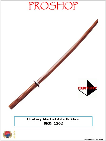 Century Martial Arts Bokken SKU 1262 2025 Century Martial Arts Bokken SKU 1262 2025