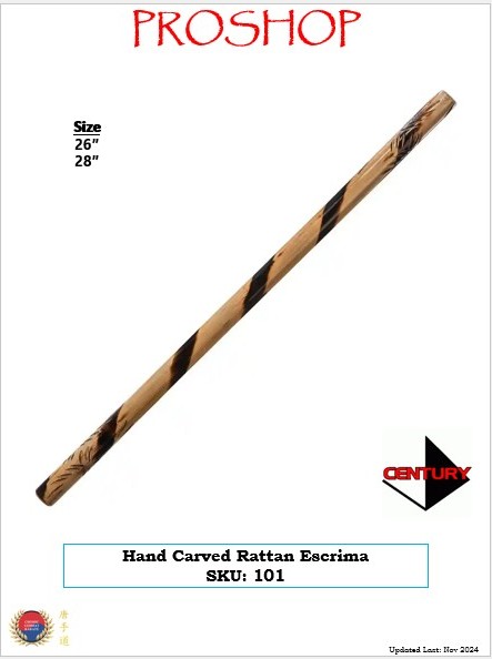 Hand Carved Rattan Escrima 26inch 28inch SKU 101 2025 Hand Carved Rattan Escrima 26inch 28inch SKU 101 2025