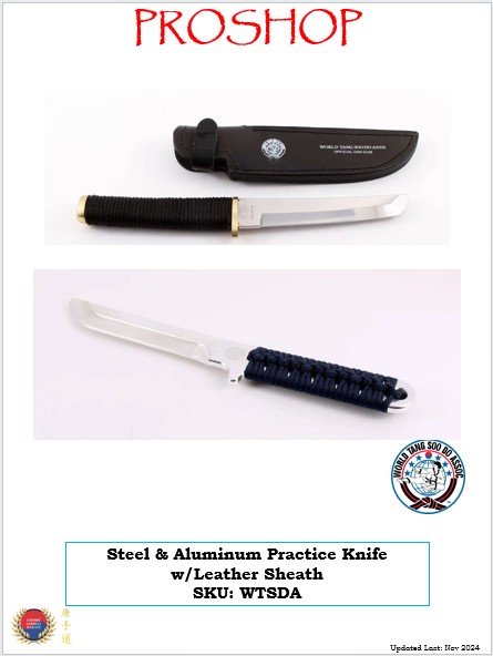 WTSDA Steel & Aluminum Practice Knife with Leather Sheath 2025 WTSDA Steel & Aluminum Practice Knife with Leather Sheath 2025